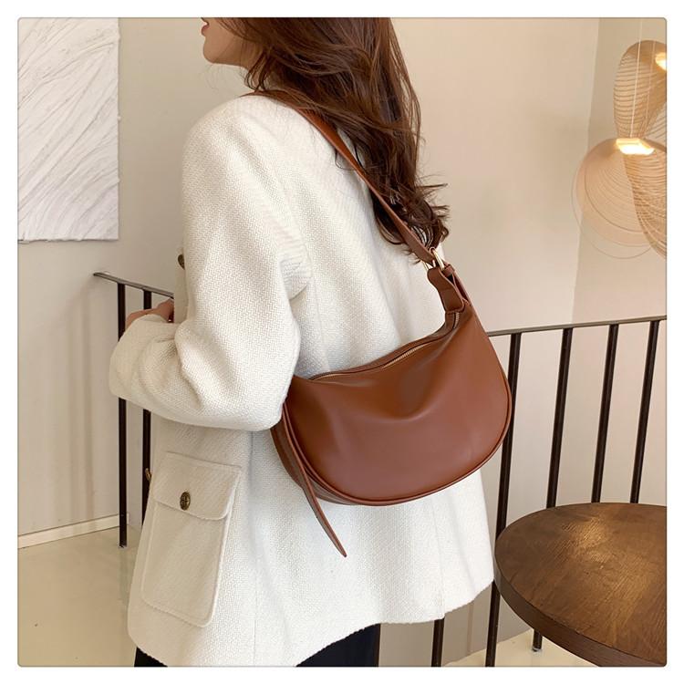 Soft Faux Leather Crescent Moon Bag for Women, Trendy 2026 Minimalist Shoulder Crossbody Purse, Korean Style Fashion Handbag