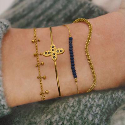 French Stainless Steel Multi-Layer Thin Bracelet Vintage Mangxing Pendant Gold-Plated Hand-Beaded Titanium Steel Bracelet