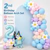Bluey Pastel 2nd Birthday Balloon Arch Set Number 2 Foil Balloon Blue Dog Flower Garland Kids Party Decor Photo Backdrop Kit Set