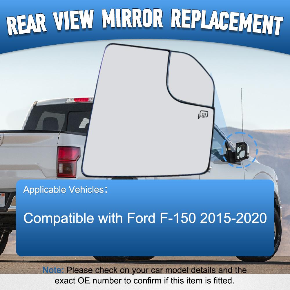 

Heated Side Mirror Glass Rearview Mirror White Lens for Ford F-150 2015 2016 2017 2018 FL3Z17K707L Right Side