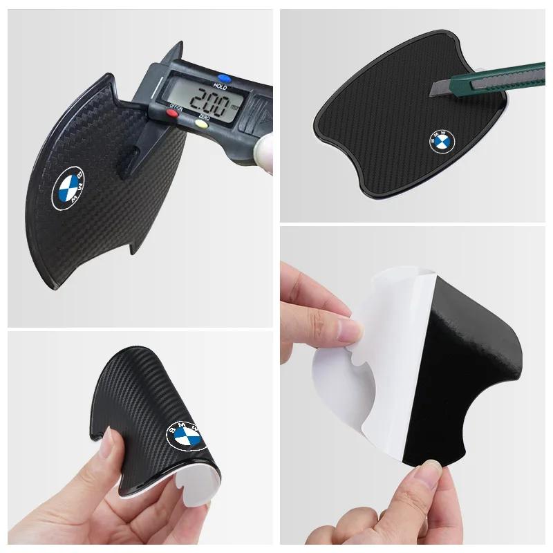 Car Sticker 2025 Hot 4PCS Car Door Handle Bowl Scratch Protector Carbon Fiber Stickers Anti Collision For BMW E46 E90 E60 F30 F1