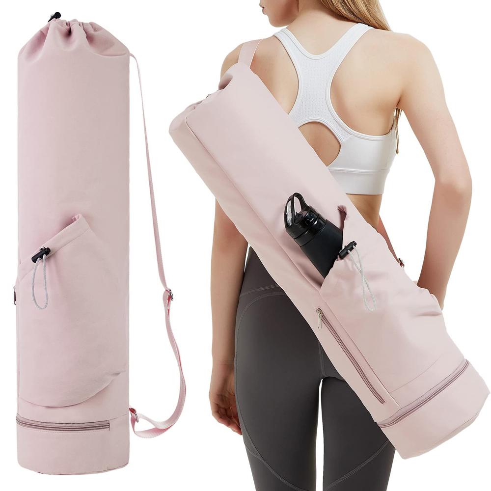 Yoga Mat Bag Portable Fitness Exercise Mat Carrier with Water Bottle Pocket, Bottom Wet Pocket,