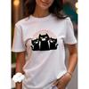 Summer Comfortable Breathable Soft Cotton T-shirt Fashionable Fun Printed Loose Versatile Casual Women's T-shirt