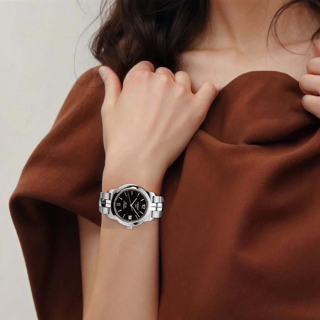 Tissot T CLASSIC Quartz Movement 50 Meter Water Resistance Women's Watch 36mm Black Dial Steel Watch Case T54.1.486.52