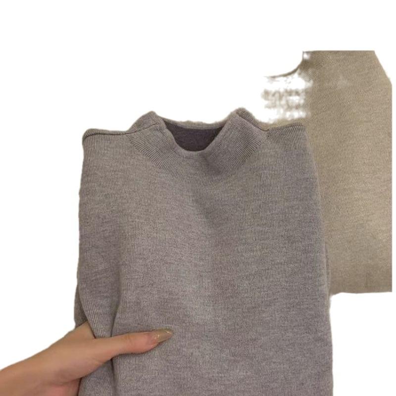 Women's Luxury Slim-Fit Stand-Up Collar Sweater – Soft Knit Long-Sleeve Base Layer for Autumn/Winter