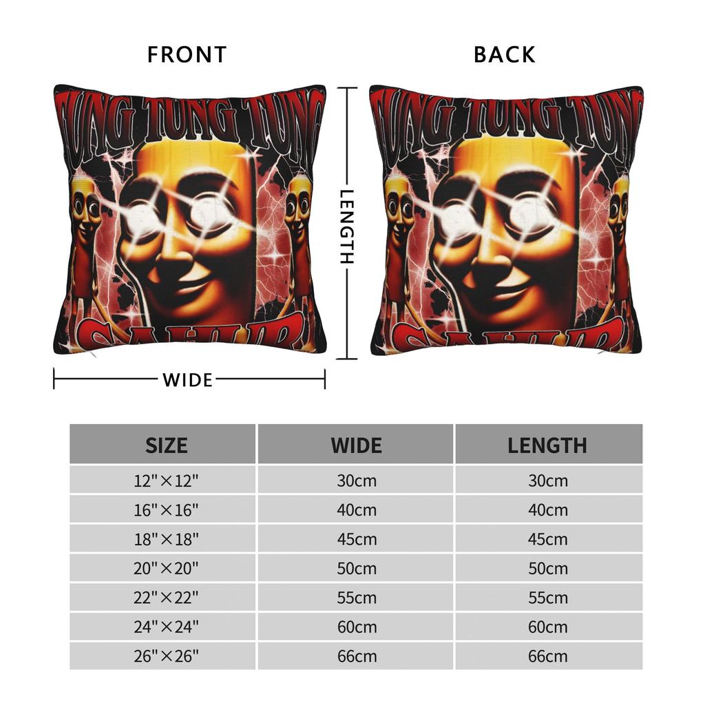 Tung Tung Sahur Italian Pillow Case Print Pillow Cover Kawaii Pillowcases For Couch Sofa Bedroom