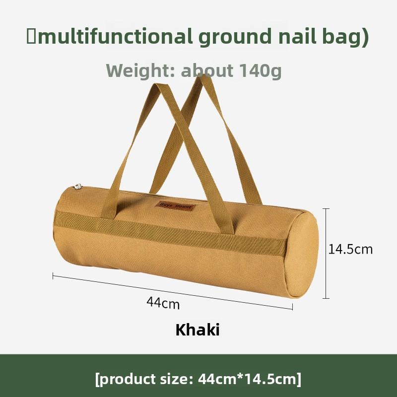 Outdoor Camping Cylindrical Large Capacity Canvas Storage And Organizing Bag Tent Accessories Ground Nail Wind Rope Storage Bag