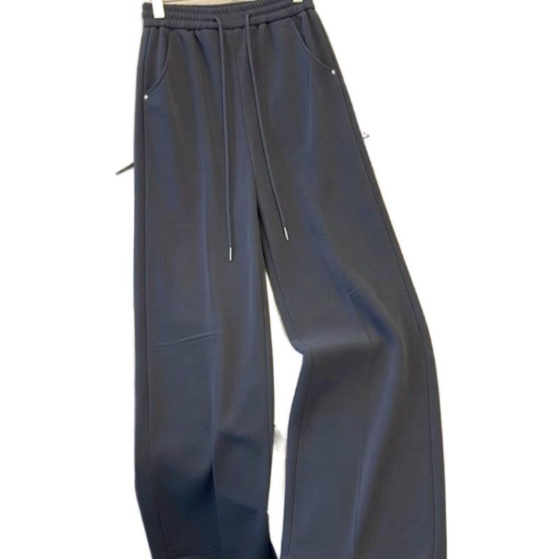 Women’s Red Wide-Leg Spring 2026 Casual Sport Pants – Loose, Lazy, and Trendy Hot Style