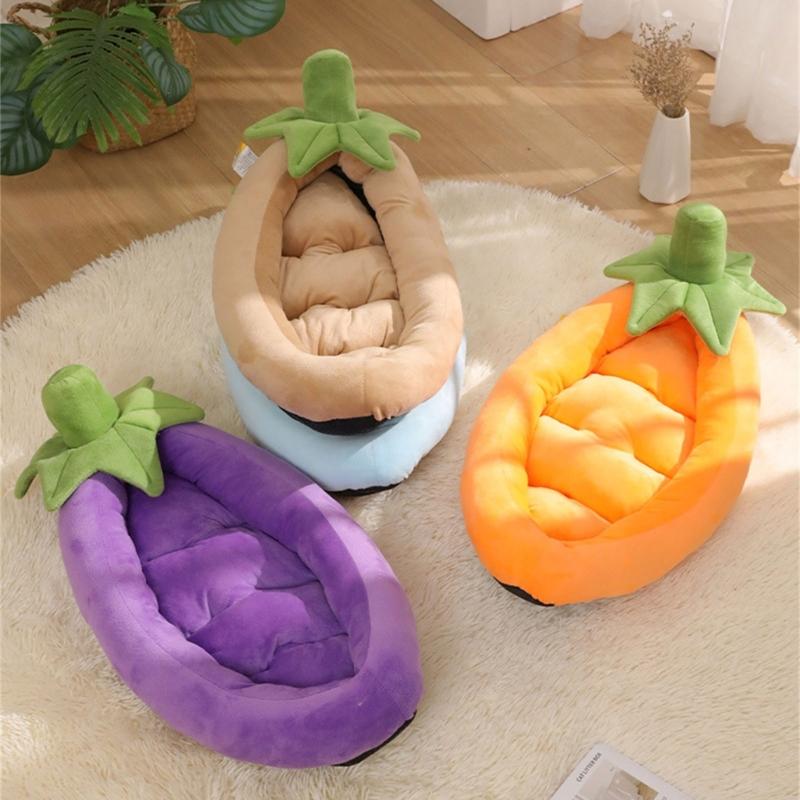Leaf Pattern Pets Bed Semi Enclosed For Cats And Small Dogs Comfortable and Soft Mat Sleep Pad