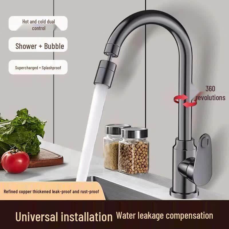 Yuzhuxun HC Gunmetal Grey 360° Swivel Kitchen Faucet