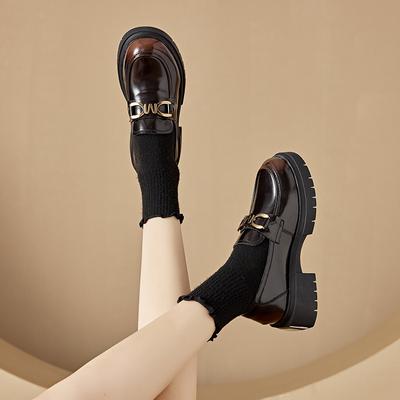 Mocasini mici de damă, primăvară, piele nouă, cu un singur pedale, pantofi mici de piele pentru damă, cu platformă înaltă, pantofi cu mărimi mici
