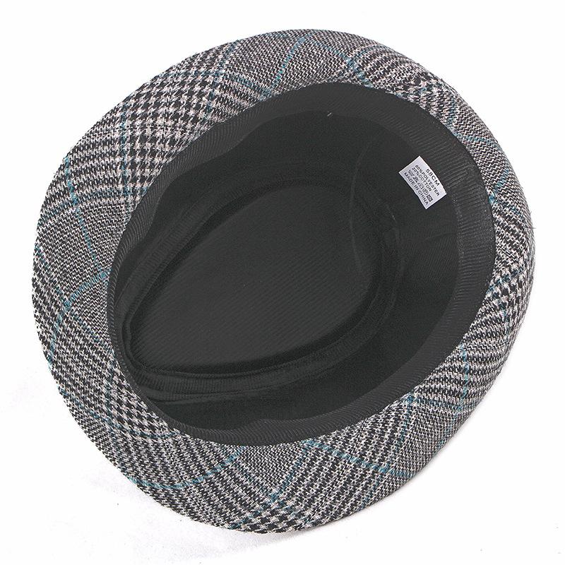 Autumn Winter Men's Woolen Jazz Hat British Plaid Hat Women's Hat