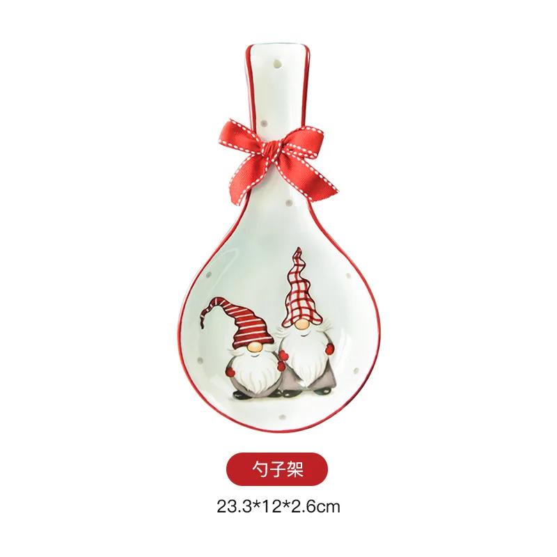 Nordischer Weihnachtsmann Keramik Geschirr und Tafelgeschirr Relief Reis Salatschüssel Westlicher Stil Flacher Teller Tasse Teekanne