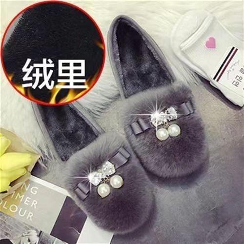 

Обувь Мао Мао женская зимняя бархатная верхняя одежда мягкая подошва универсальная для беременных женщин с мелким вырезом бант со стразами большой размер хлопковая женская обувь 42 серый