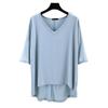 V-Ausschnitt Basic-Shirt Damen Sommer Dünner Schnitt Fünfviertelärmel T-Shirt Übergröße Locker und Vielseitig Halbarm Koreanischer Stil Top