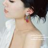 Years Beauty Haze Pink Gem Flower Earrings Vintage Plated 18K Gold, Iris Purple Eyelashes Zircon Earrings