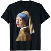 Masterpieces Of Art Girl with a Pearl Earring Art Print T-Shirt, Girls' Big Kid, Unisex, Black, Small, Short Sleeve, Classic Fit