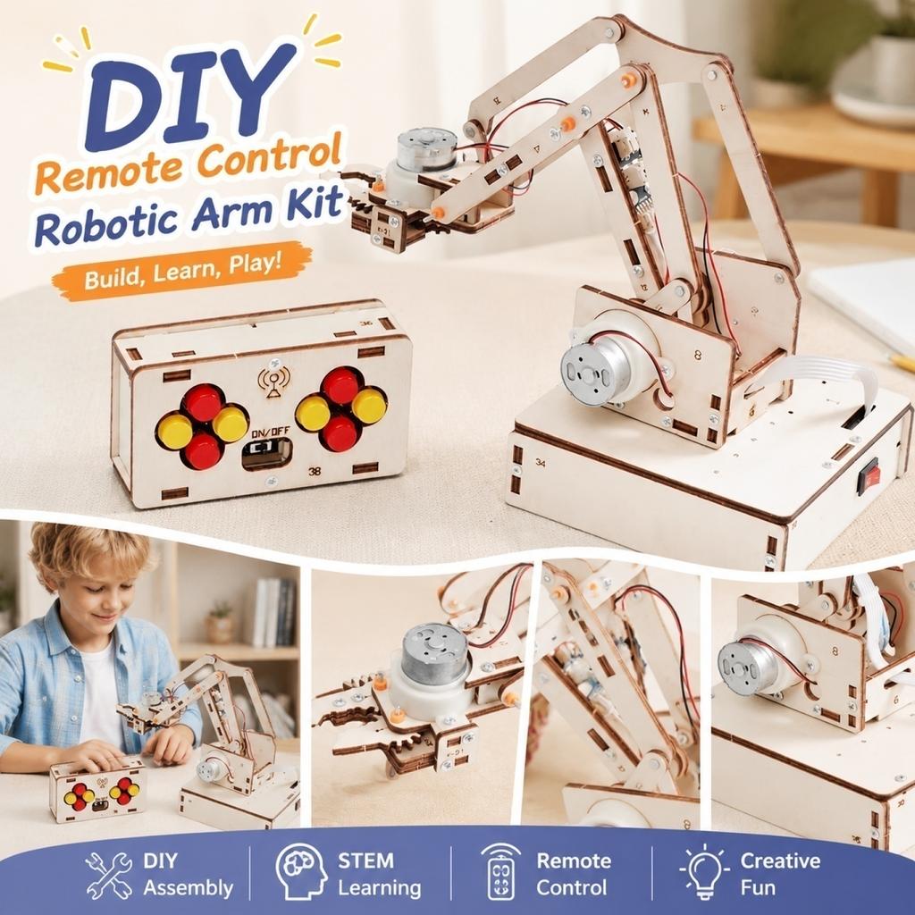 DIY Wireless Remote Control Mechanical Arm Kit Educational Assembly Model for STEM Learning and Robotics Practice Projects