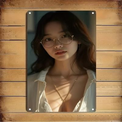 BrandName Metal Wall Art Decor, Elegant Asian Woman Face Minimalist Wall Art for Home Cafe Bar Modern House Decor Gift