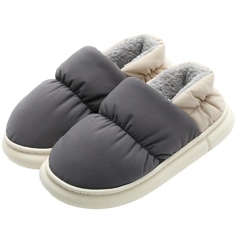 Home Cotton Slippers Winter Bag Heel Fleece Thermal Belt Heel Home Down Cloth Waterproof Cotton Shoes