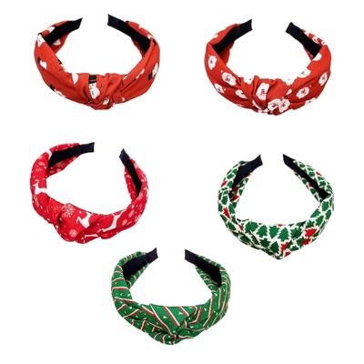 Women Headband Fashion Headband with Knot Christmas Printing Ladies Headdress