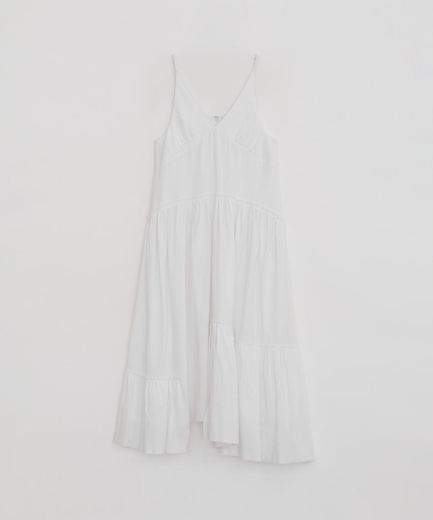 Loutaideu Sleeveless Shirring Dress [White]