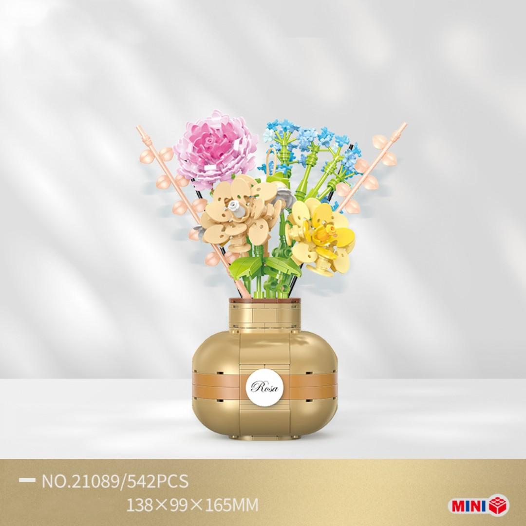 

Строительный блок 3D DIY вечный букет подсолнухов романтическое растение розы в горшке украшения кирпичи День святого Валентина подарки для девочек и друзей