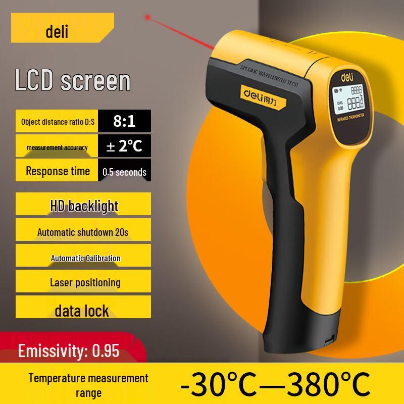 

Deli High-Precision Industrial Infrared Thermometer for High and Low Temperatures
