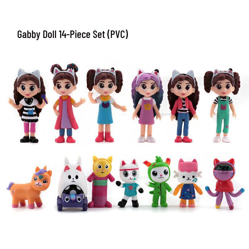Set of 13 Gabby's Dollhouse Figures & Gashapon Dashboard Micro Landscapes