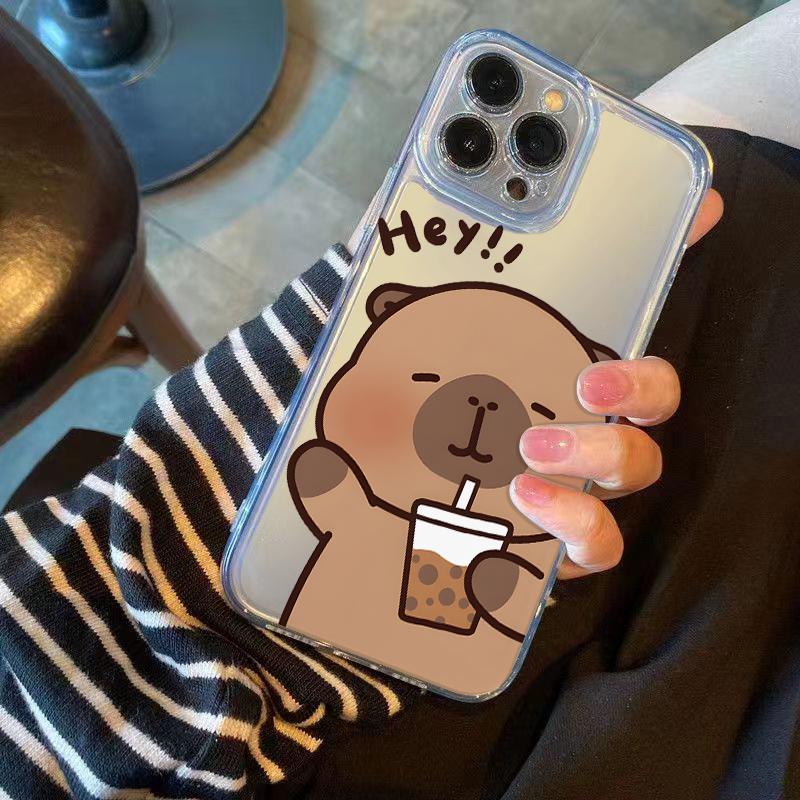 Drink Capybara Phone Case for iPhone 17 Air 16 15 14 13 12 11 Pro Max Plus Mini Xs X 8 7 Soft Transparent Cover Fundas Accessory