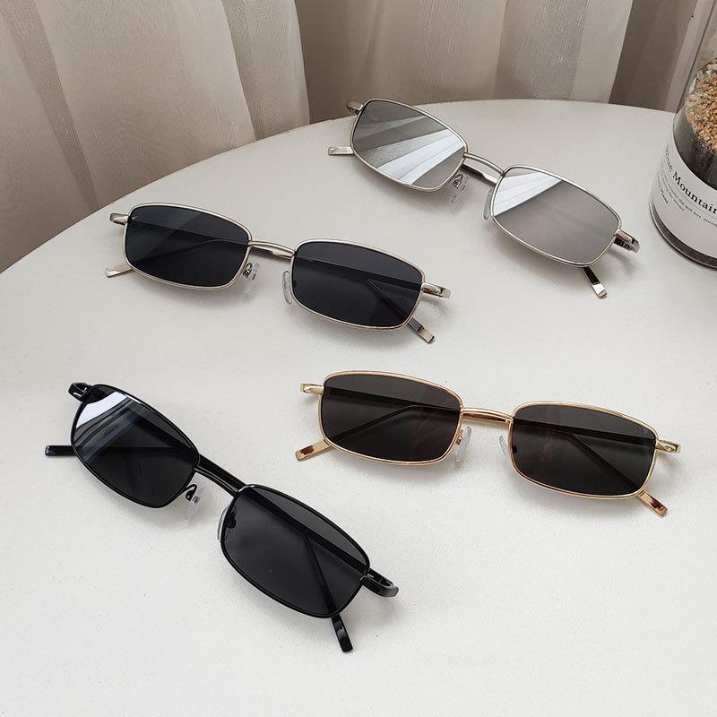 Bai Fen Bai Electronic 3C Women's Vintage Small Square Rectangle Sun Glasses Fashion Retro Metal Frame Colorful Lens Sunglasses Men Uv400 Eyewear Eyeglasses