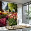 Spring Tulip Garden Shower Curtain - Vibrant Flower Path & Lush Greenery Theme for Bathroom Decor, Adds Freshness and Beauty