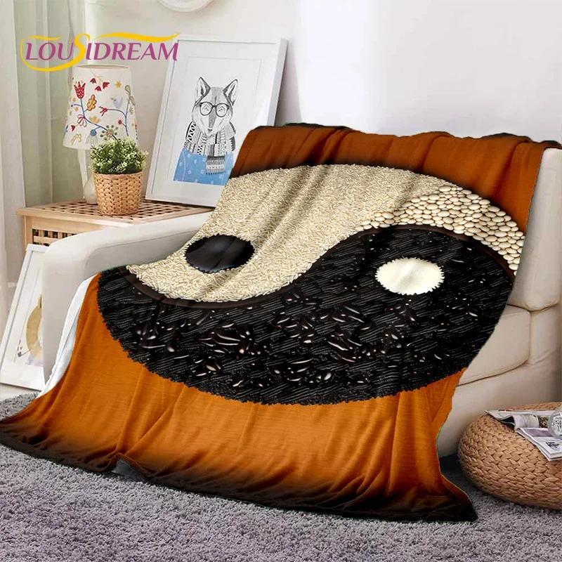 Natur Yin Yang Chinesische Tai Chi Bagua Weiche Flanelldecke für Betten Schlafzimmer Sofa Picknick, Überwurfdecke zum Zudecken Outdoor Nickerchen Geschenk
