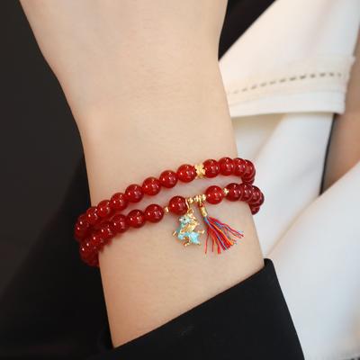 Natural Agate Bracelet Female Pony Pendant Non-Fading Bracelet Jewelry Fashion Women Daily Jewelry Lucky Gift