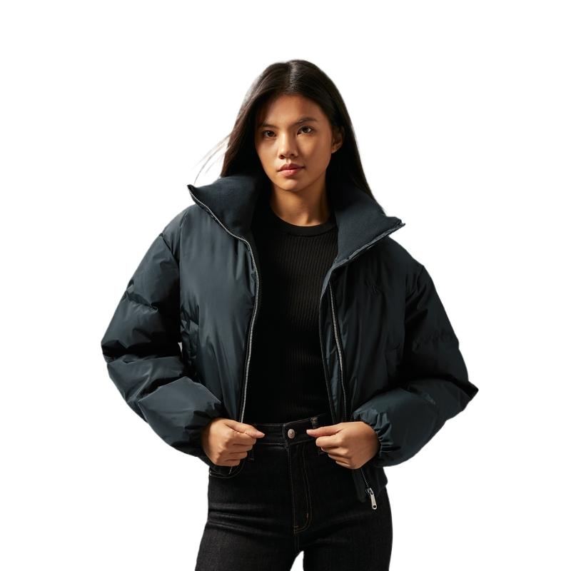 Calvin Klein Casual Commuter High Collar Duck Down Loose Short Down Jacket Women Jacket Graphite-Gray J224589
