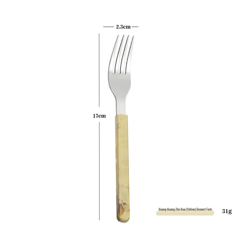 J Stainless Steel 430 Dune Series Retro Chinese Style Cutlery Set: Bistro Dessert Spoon & Fork