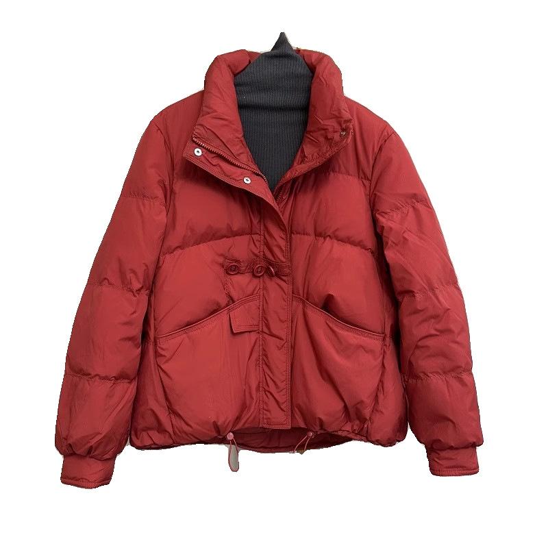 New three-button short down jacket for women's small people, versatile fashion, high-end stand-up collar warm jacket
