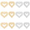 12Pcs 2 Colors Ion Plating(IP) 201 Stainless Steel Pendants, Cut, Heart, Golden & Stainless Steel Color, 17.5x20.5x1mm, Hole: 1.4mm, 6pcs/color