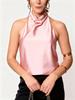 2025 Summer European & American Style Silk Satin Halter Neck Top
