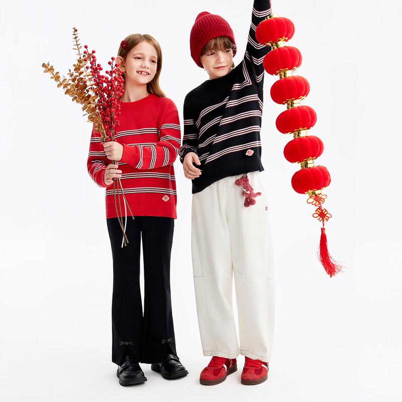 Annil Kids' Pure Cotton Striped Long Sleeve Knit Sweater