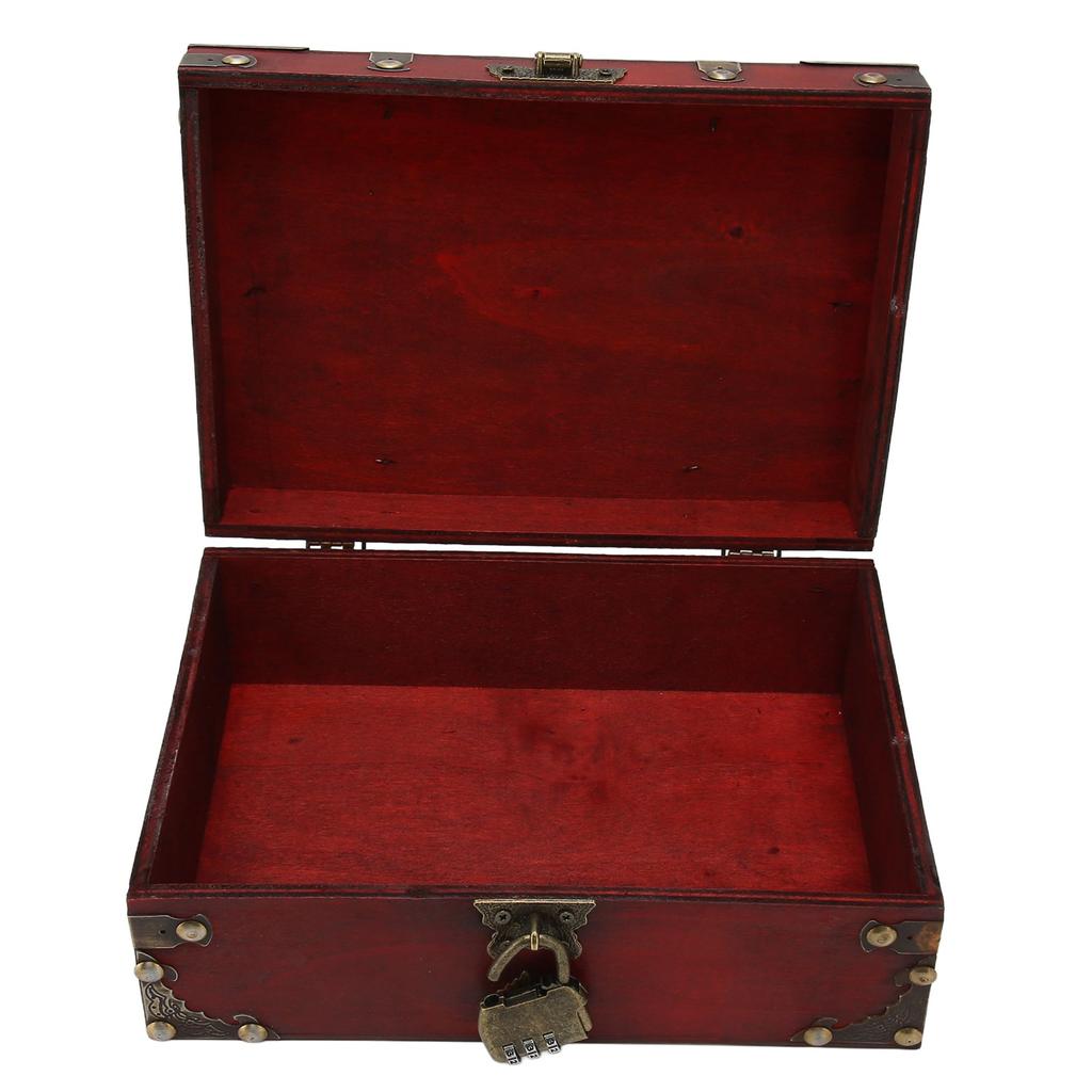 Wooden Jewelry Box Retro Large Capacity Durable Wood Multi Purpose Large Jewelry Box with Lock for Family Office