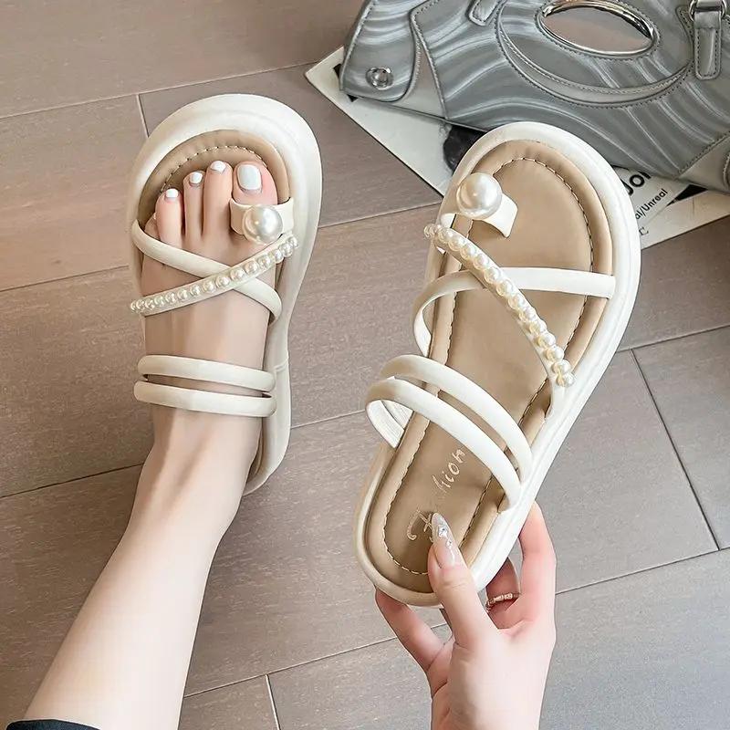 Fashion Women's Sandals Platform Ladies Shoes Black Daily Summer 2025 Comfortable Shoe Comfort on Offer Footwear Wholesale Korea Sandal