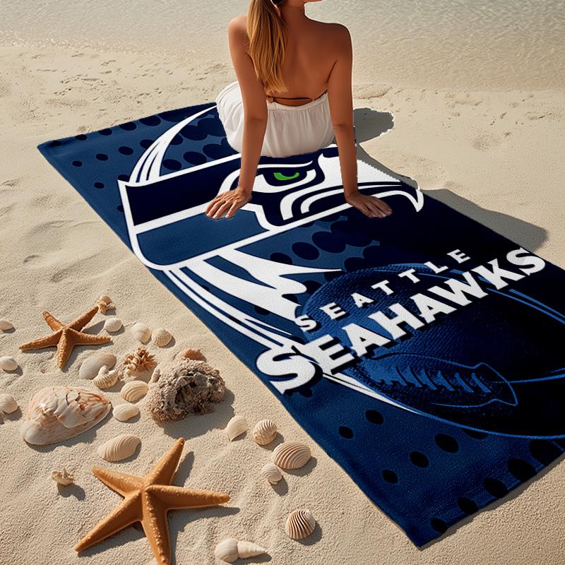 Asciugamano da Spiaggia in Microfibra Logo Seattle Seahawks, Leggero e Asciugatura Rapida, per Viaggi Estivi, Essenziale per la Spiaggia, Piscina