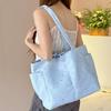 Light Blue Tote Bag With Glitter Star Pattern Bow Decor Multi Pockets For School Shopping Daily Outings Travel