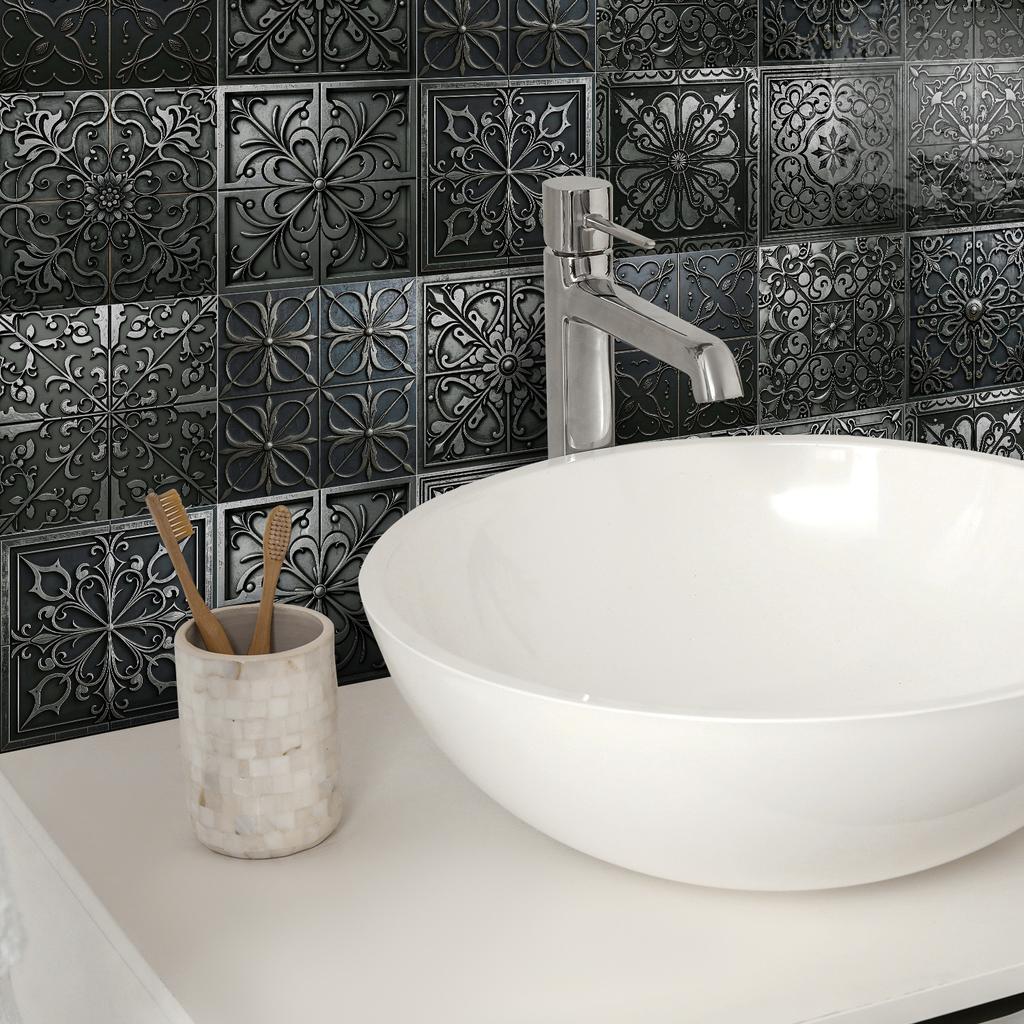 PET Foam Thickened Self-adhesive Wall Sticker, Waterproof and Anti-fouling European Mandala Wallpaper Tile Sticker for Kitchen and Bedroom