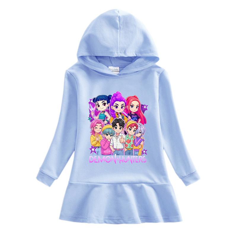 Girls Anime Cartoon Kpop Rumi Zoey Mira Hunters Printed Hooded Dress