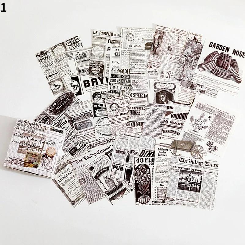 100 Pcs Creative Hand Account Paper Vintage Old Newspaper Butterfly Material Paper Decoration Photo Album Decoration Paper