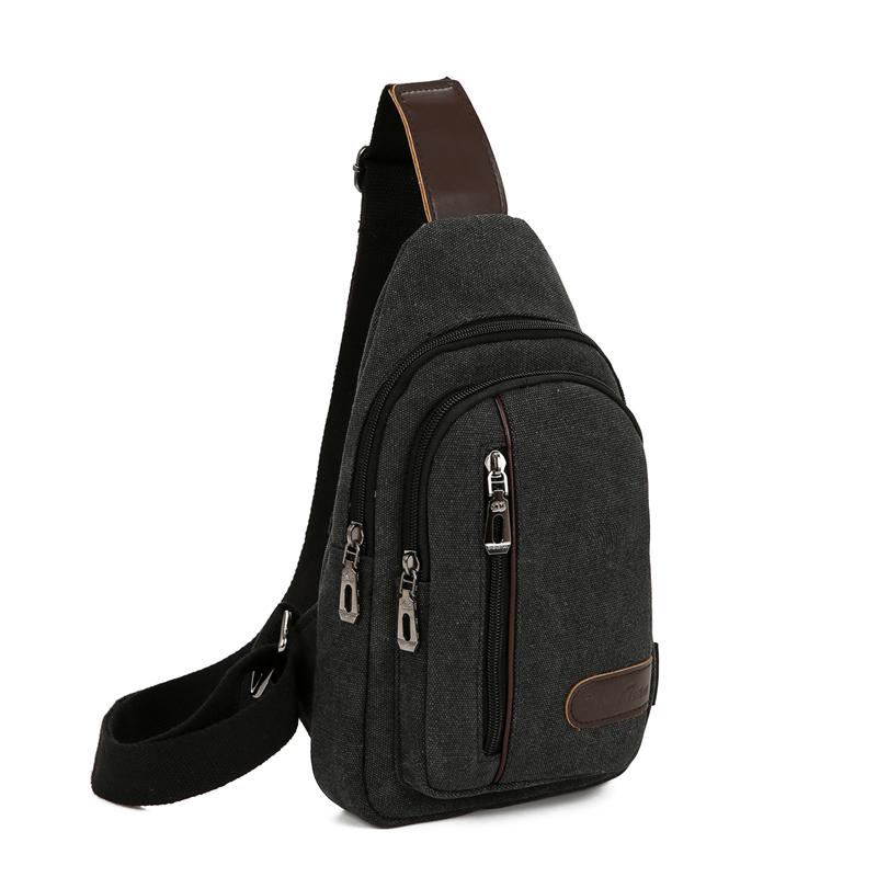Men's Korean-Style Canvas Crossbody Chest Bag - Trendy Casual Small Shoulder Backpack