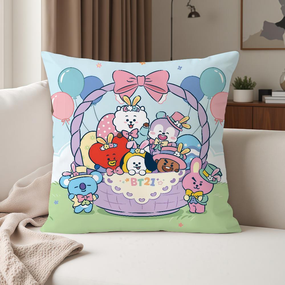 Cute Cartoon Characters BBT Pillow Case Suitable For Bedrooms Living Rooms Cars Home Decoration