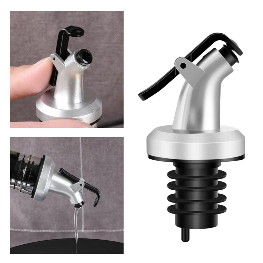 1/6PCS Oil Bottle Stopper Rubber Lock Plug Seal Leak-proof Food Grade Plastic Nozzle Sprayer Wine Vinegar Spouts Kitchen Tools